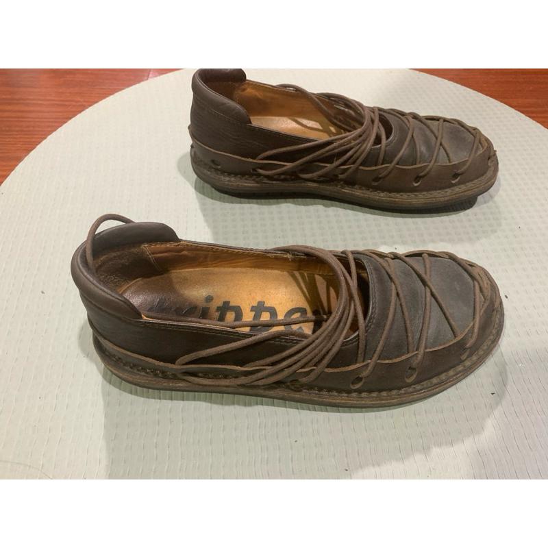 正品 trippen SHOEX 咖啡色綁帶鞋 皮鞋 蟑螂鞋 鞋側標37 24cm-細節圖5