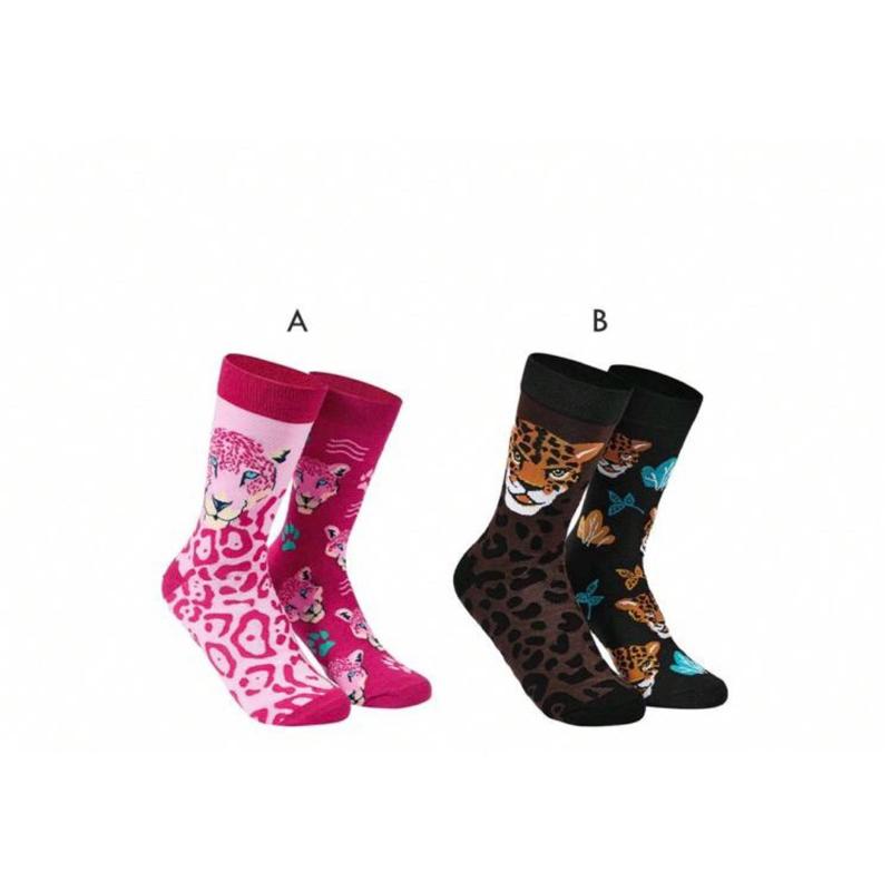 Animal Planet 雙色中筒女款襪 粉紅 豹 動物-細節圖5