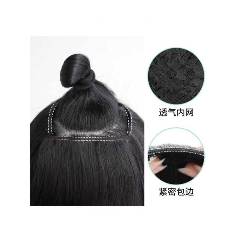 中長髮 捲髮 波浪假髮片 墊髮片 蓬鬆 頭頂 水波紋假髮片 兩側増髮量 髮根隱形 捲髮片 淺棕色-細節圖2