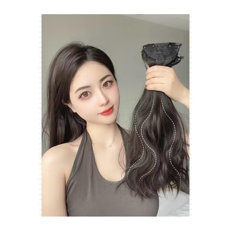 中長髮 捲髮 波浪假髮片 墊髮片 蓬鬆 頭頂 水波紋假髮片 兩側増髮量 髮根隱形 捲髮片 淺棕色-細節圖4