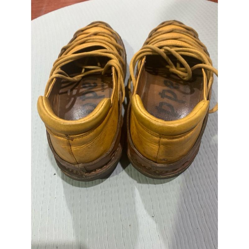 正品 SHOEX trippen 黃色綁帶鞋 皮鞋 蟑螂鞋 24cm 鞋側標36-細節圖2