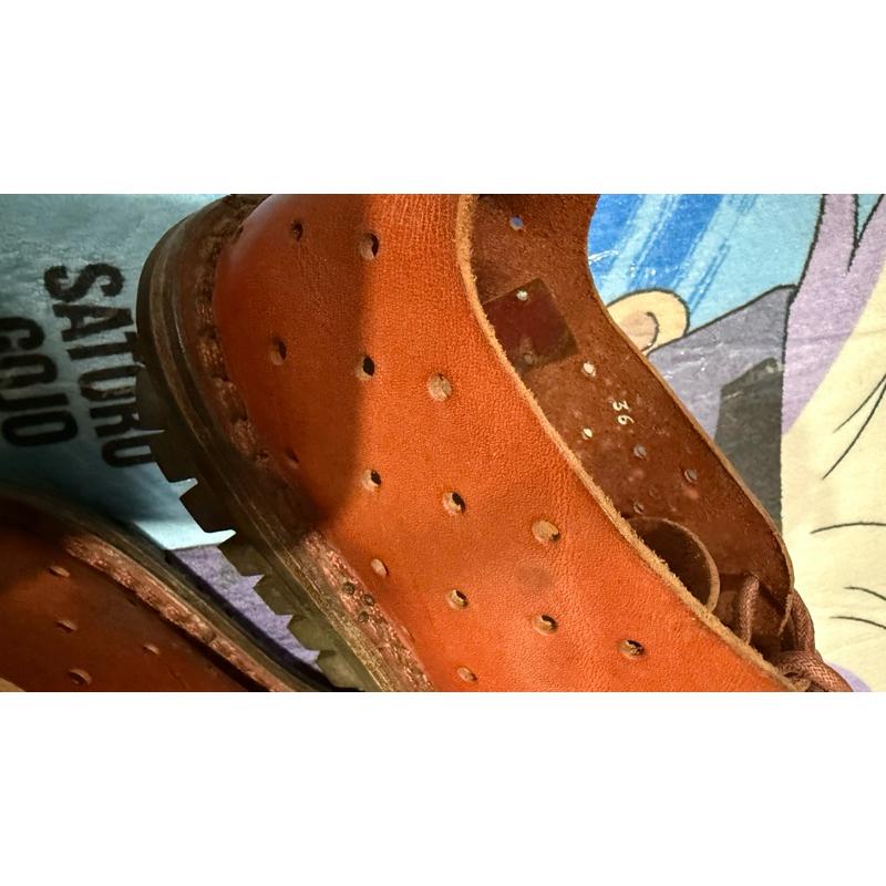 正品 SHOEX trippen golf 洞洞鞋 皮鞋 酒紅色 紅色 鞋側標36 24cm-細節圖7