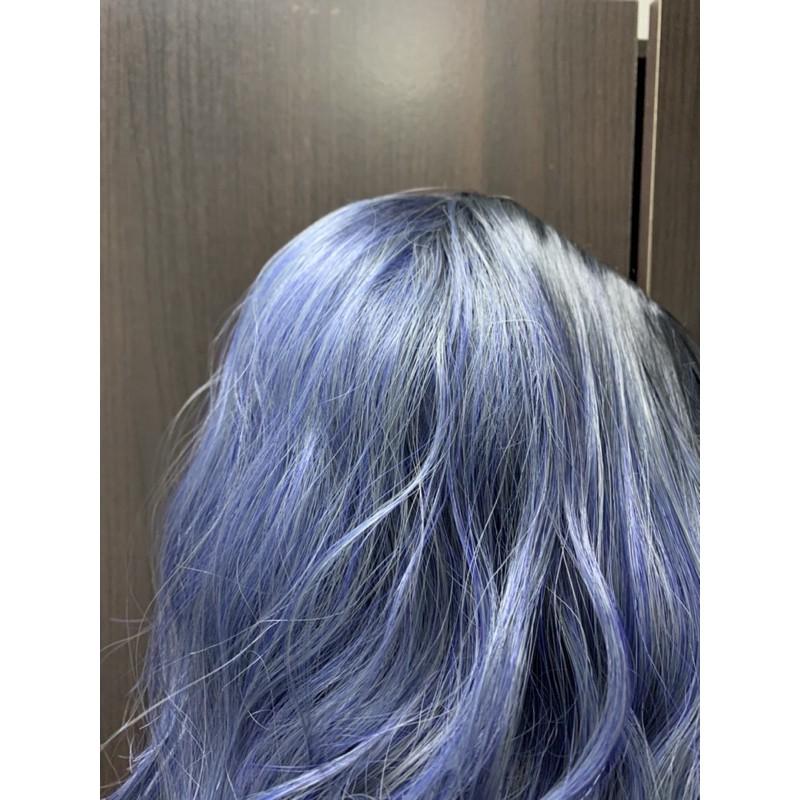 轉賣 日韓新款 全頂 霧藍色 藍灰 全頂 假髮 cos cosplay波浪 中長髮 及肩 短髮-細節圖3