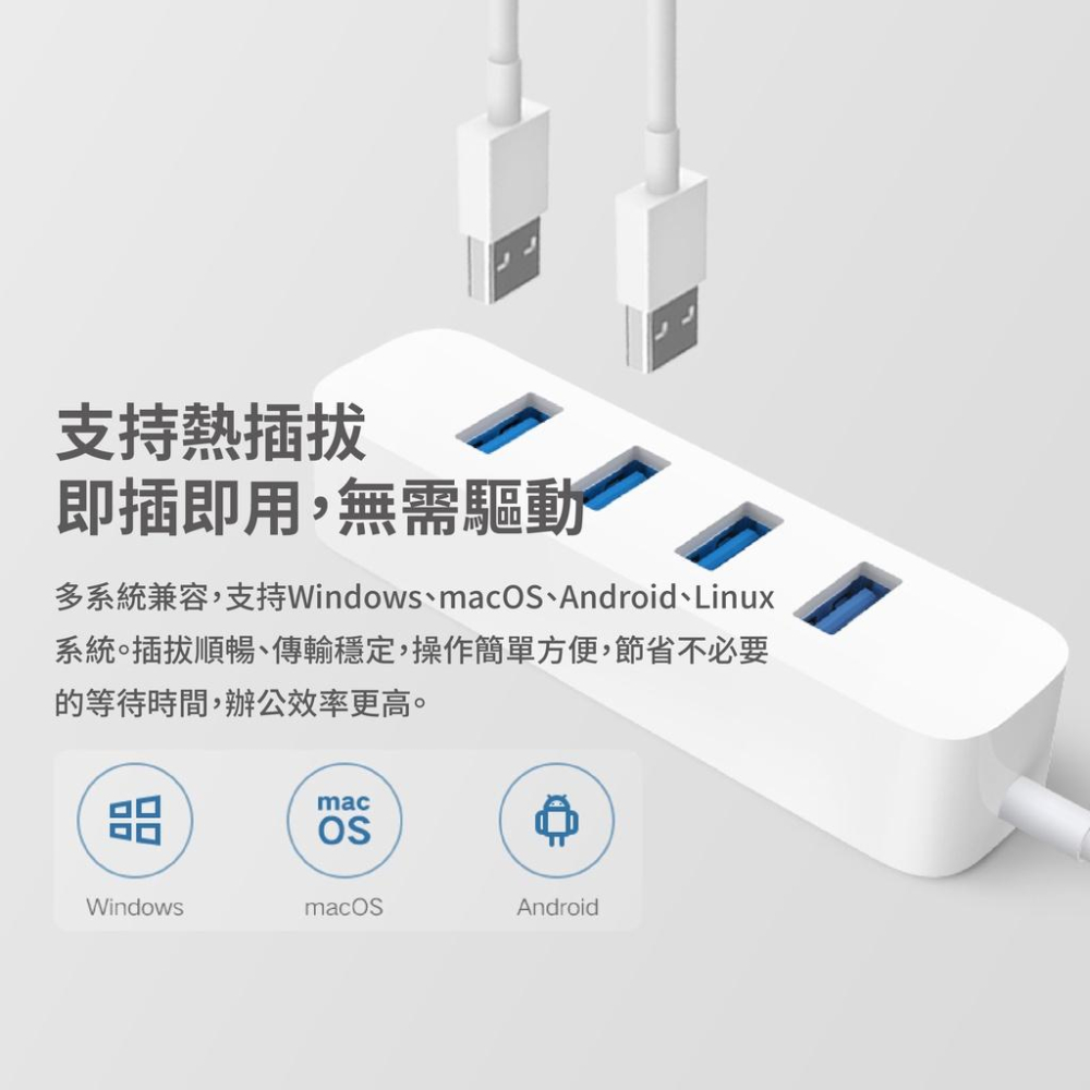 『來人客』 小米 USB 3.0 HUB USB延展 USB延長線 多孔USB 分線器-細節圖7