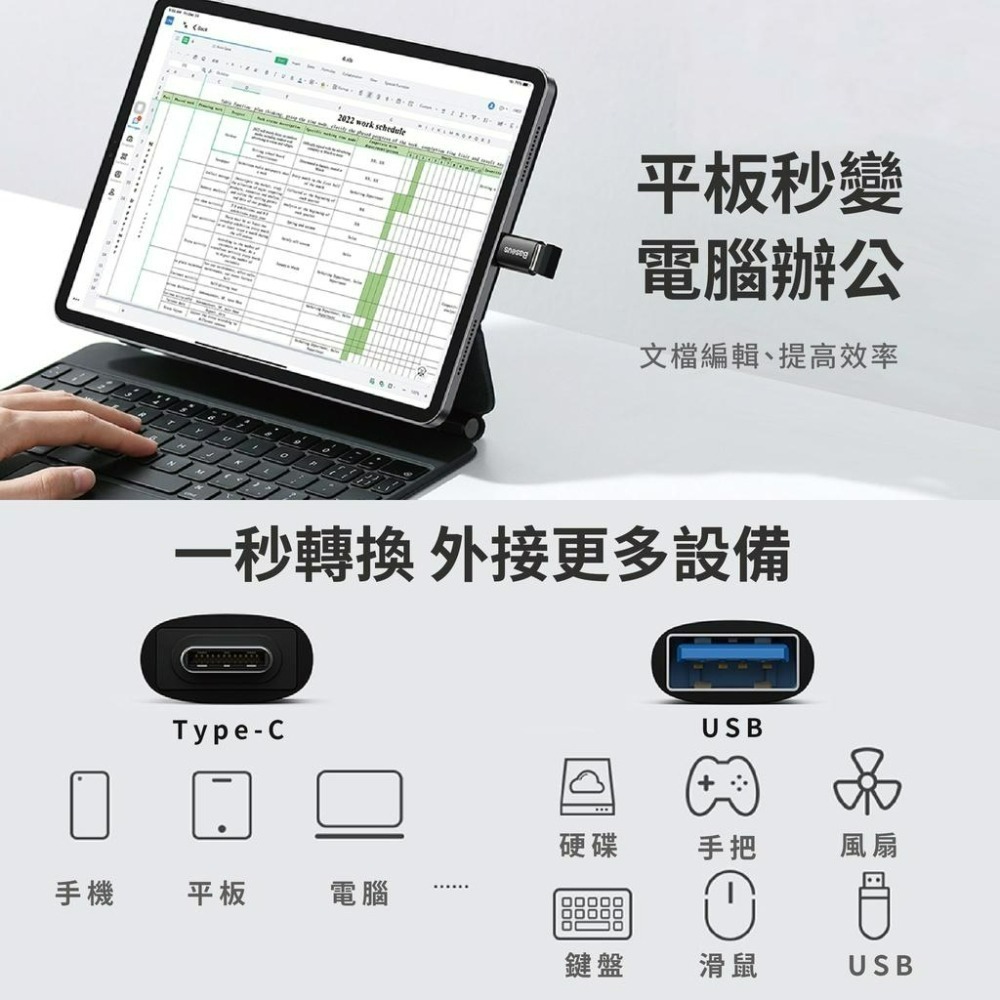 『來人客』 Baseus 倍思 精巧系列 USB3.1 Type-C轉USB USB轉Type-C OTG 轉接頭 PD-細節圖3