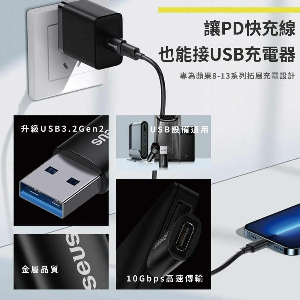 『來人客』 Baseus 倍思 精巧系列 USB3.1 Type-C轉USB USB轉Type-C OTG 轉接頭 PD-細節圖4