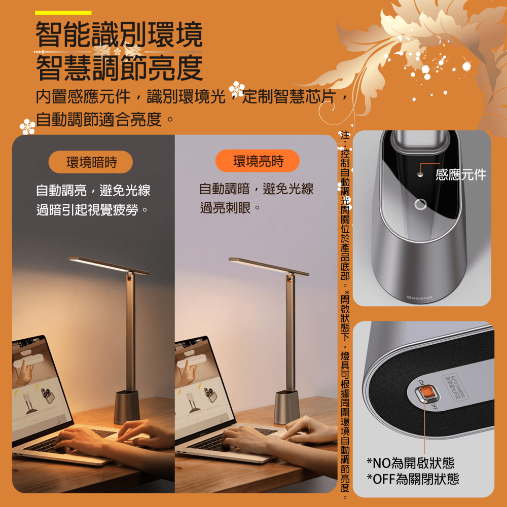 『來人客』 倍思 Baseus 智eye系列 充電 折疊 閱讀檯燈 智光版 閱讀燈 檯燈 書桌燈 桌面照明-細節圖3