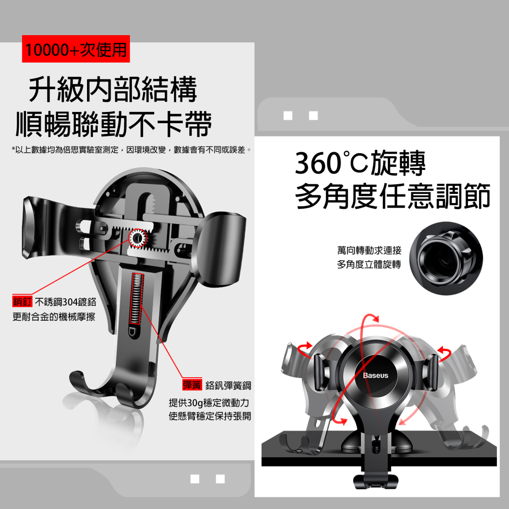 『來人客』 Baseus 倍思 吸盤式重力車載支架 汽車手機架 重力 吸盤 手機支架 車架  車用-細節圖4