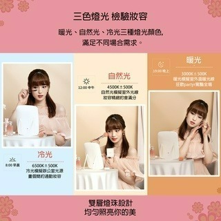 『來人客』 佐敦朱迪 三色升級版LED化妝鏡 化妝鏡 補妝鏡 折疊化妝鏡 單色版化妝鏡 三色版化妝-細節圖3