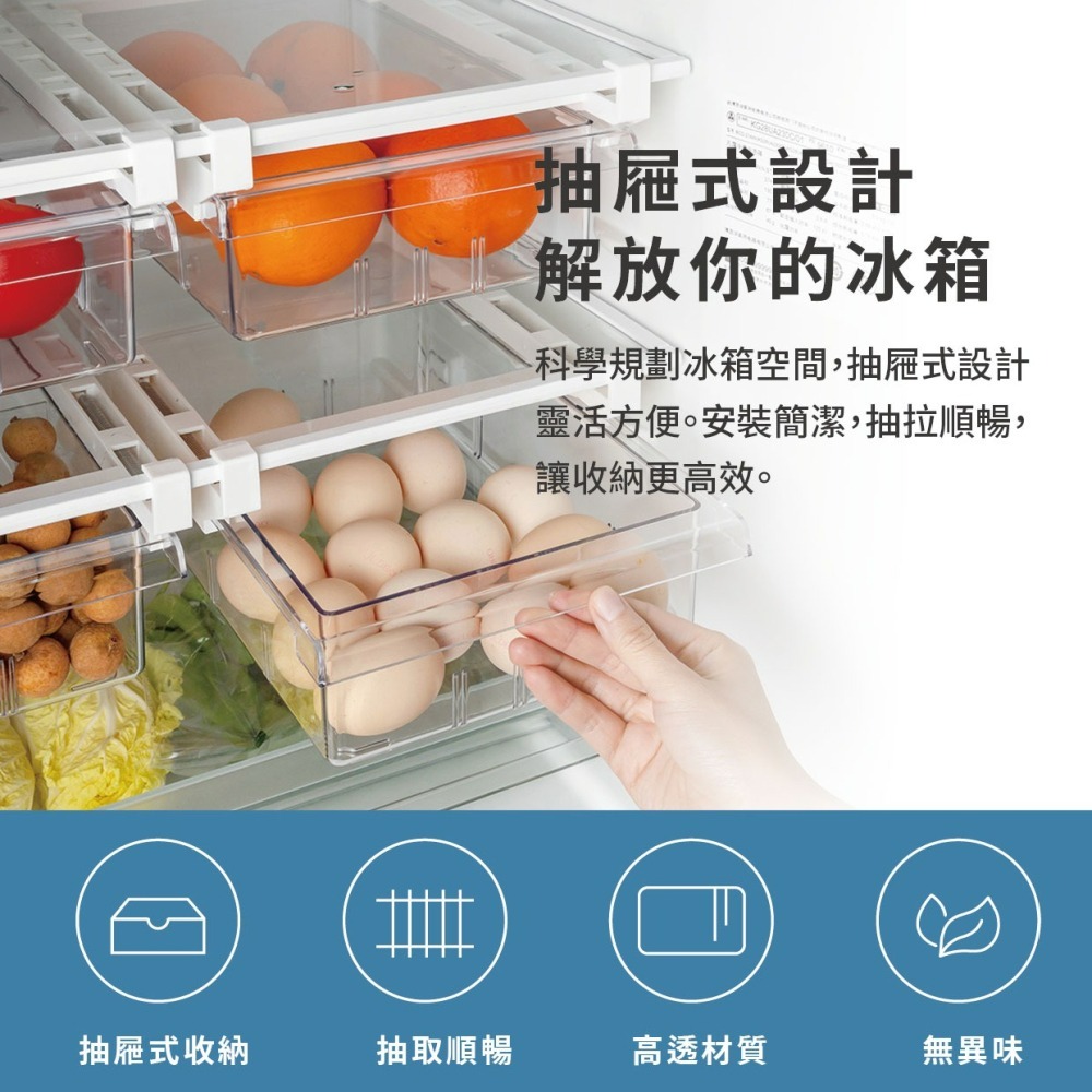 『來人客』 米屋納 抽屜式冰箱收納盒 冰箱收納 冰箱抽屜 收納抽屜 冰箱收納盒 冰箱雞蛋架 冰箱保鮮盒-細節圖2
