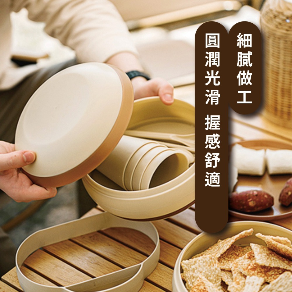 『來人客』 米屋納 戶外餐具17套 餐具 環保餐具 野餐用 環保筷 碗盤 露營餐具 露營用品 防燙碗 餐具組合包-細節圖4