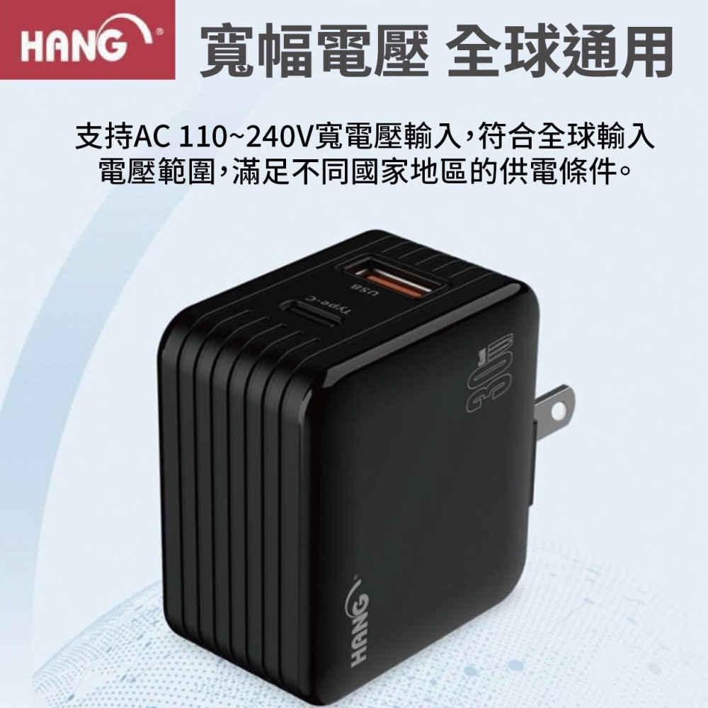 『來人客』HANG 1A1C 30W充電器 C32 30W快充 快充頭 充電器 豆腐頭 PD+QC3.0 雙輸出-細節圖2