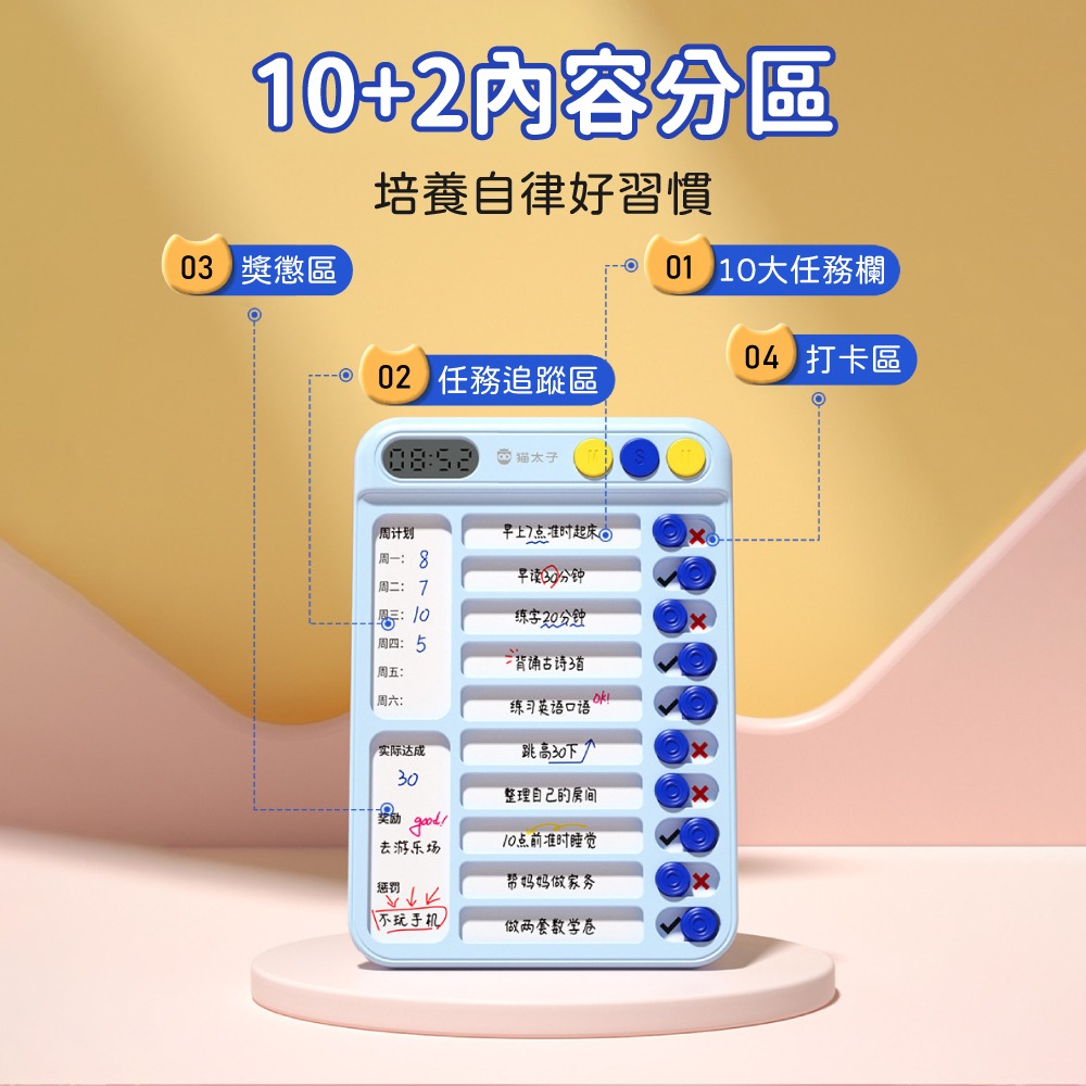 『來人客』 貓太子 貓太子自律打卡器 行程規劃表 時間管理 計劃表 計時 打卡器 計時器 備忘錄 工作記錄表-細節圖4