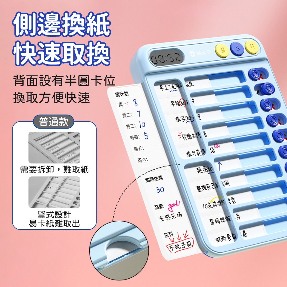 『來人客』 貓太子 貓太子自律打卡器 行程規劃表 時間管理 計劃表 計時 打卡器 計時器 備忘錄 工作記錄表-細節圖6