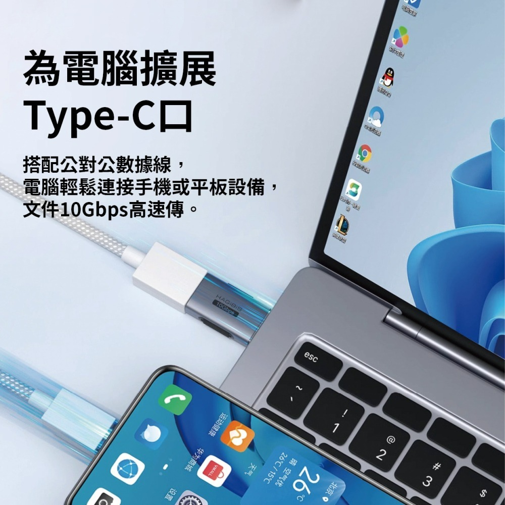 『來人客』海備思 Type-C轉接頭 轉接頭 Type-C 10Gbps USB3.2Gen2 轉接器 轉接器 轉換器-細節圖6