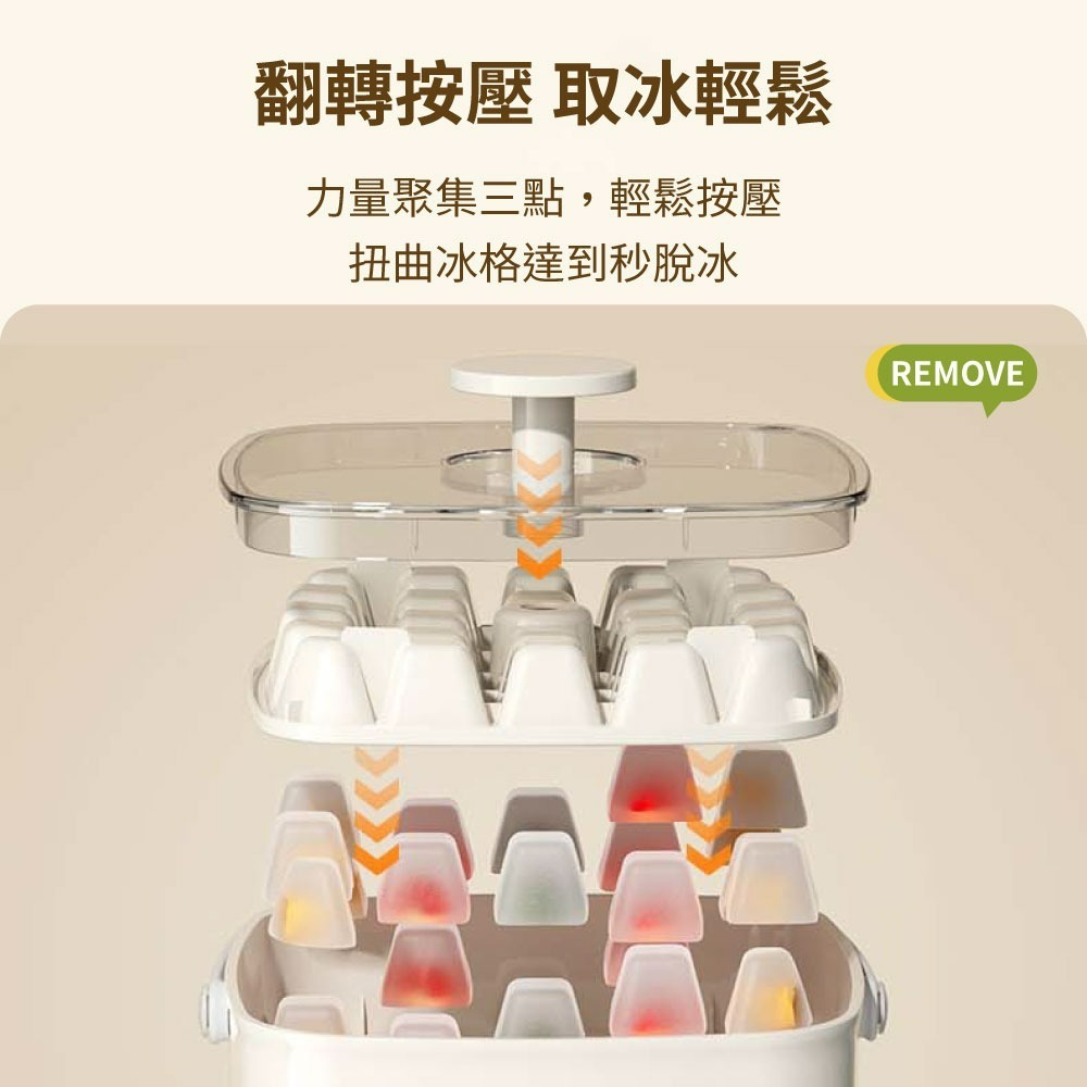 『來人客』 GONQIN 躬親 按壓抽屜式製冰盒 按壓式冰塊盒 儲冰盒 製冰盒 冰塊模具 冰塊盒 製冰 48顆 冰格桶-細節圖2