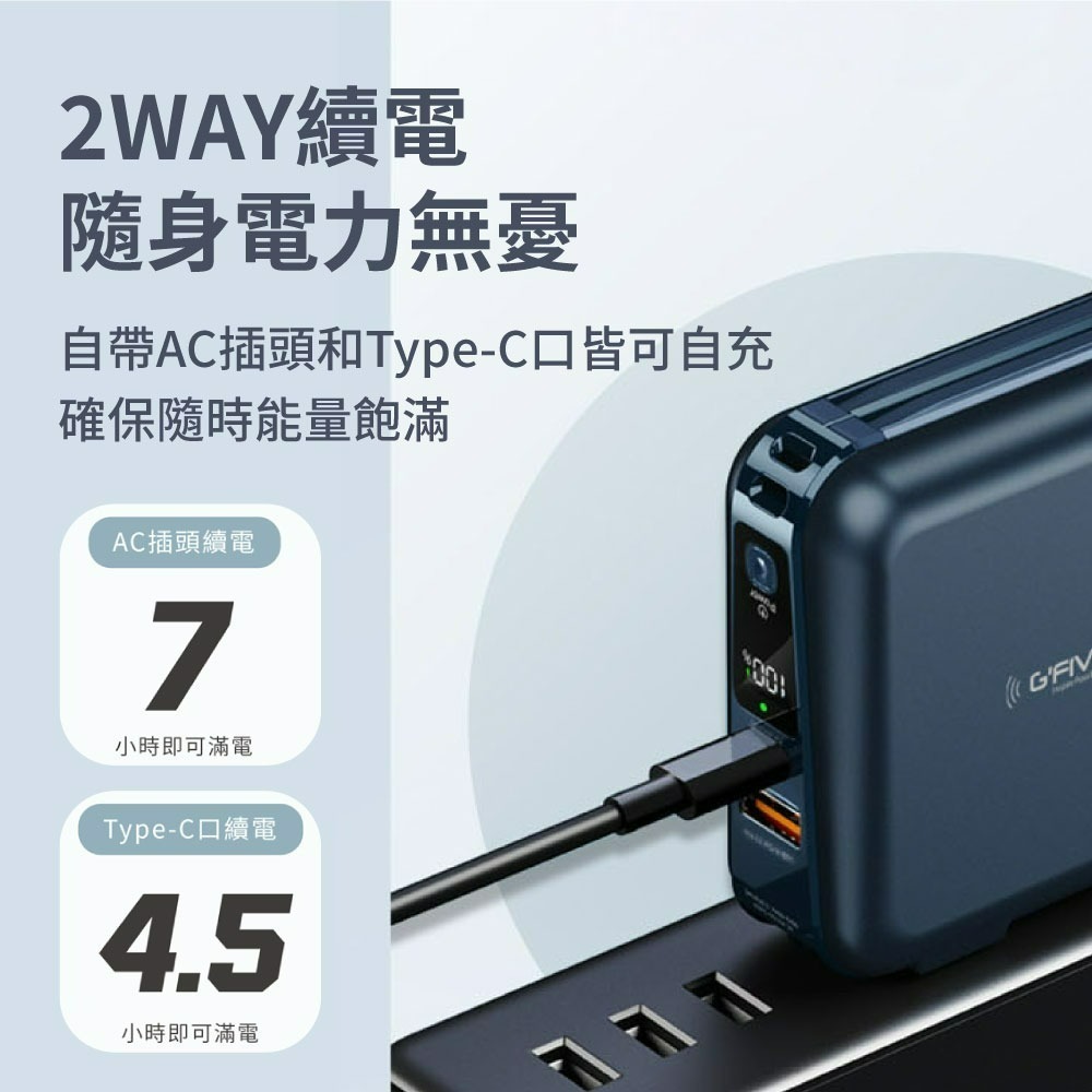 『來人客』 G＇FIVE 基伍 勁量無線充 多功能行動電源 GP-W10S 無線充電 IP15 10000mAh 充電-細節圖3