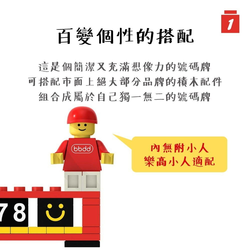 『來人客』 小米 有品 bbdd 積木停車號碼牌 積木號碼牌 停車號碼牌 臨時停車 電話號碼牌 車用 樂高適配-細節圖2