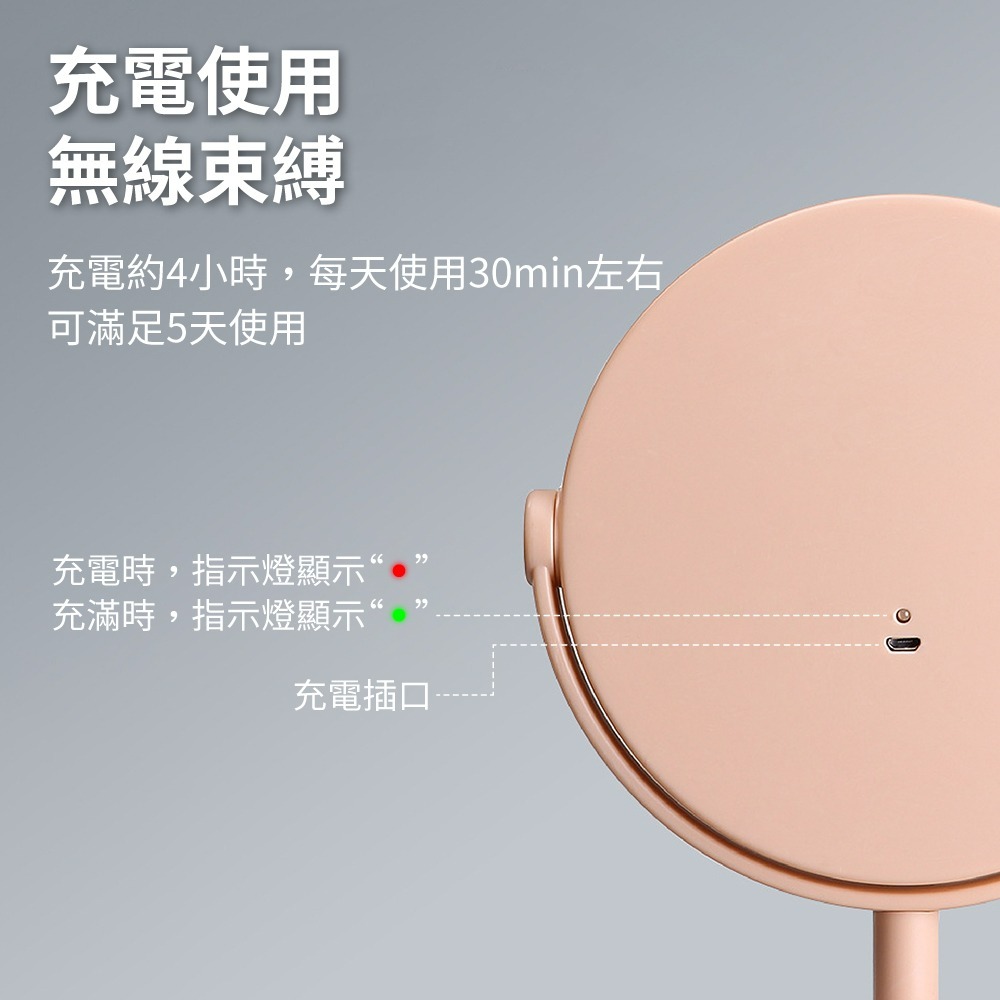 『來人客』 Ecoco LED化妝鏡首飾盒 LED化妝鏡 梳妝鏡 首飾收納 美妝鏡 桌上立鏡 補光化妝鏡 補光鏡-細節圖9