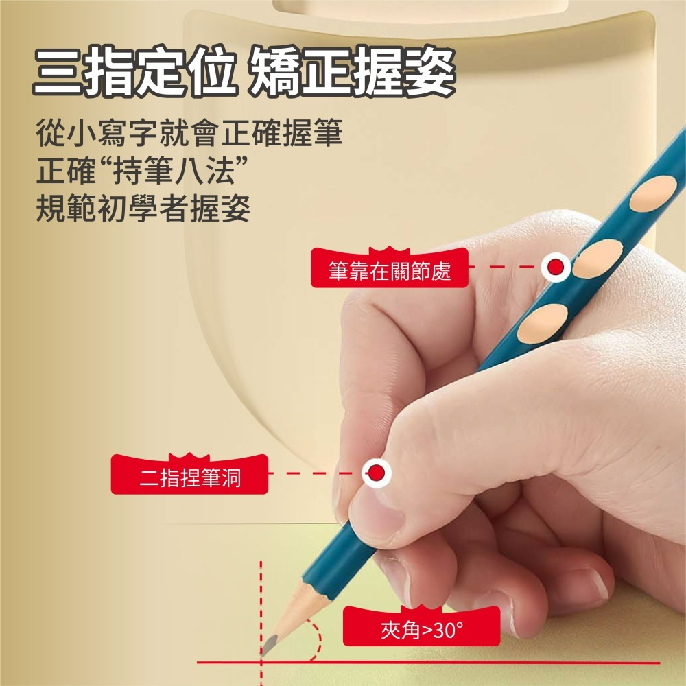 『來人客』 貓太子 矯正握姿洞洞鉛筆 三角鉛筆 粗三角筆 初學者鉛筆 三角洞洞鉛筆 鉛筆 加粗鉛筆 HB 大三角鉛筆-細節圖3