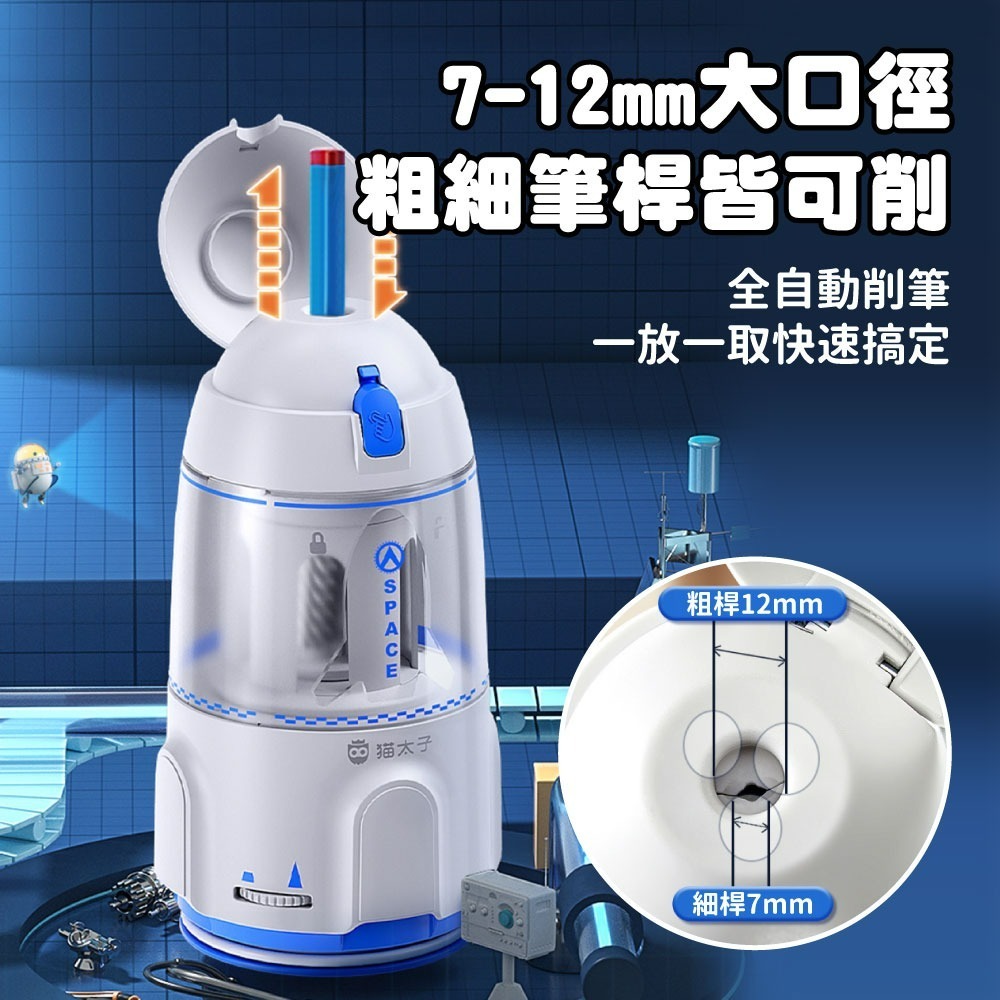 『來人客』 貓太子 太子號全自動削鉛筆機PRO 台灣保固 BSMI檢驗合格 電動 鉛筆機 削鉛筆機 粗三角筆 鉛筆機-細節圖2