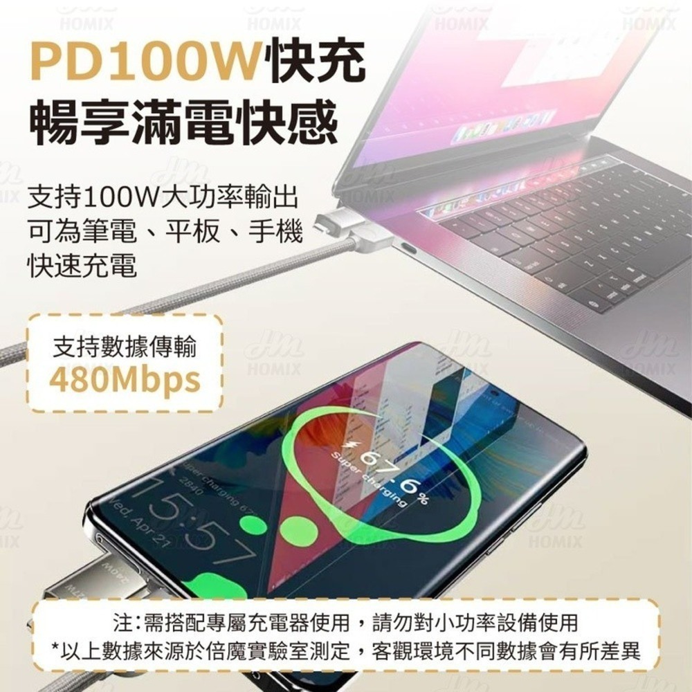 『來人客』 倍魔 65W 240W四合一磁吸線 PD 磁吸線 雙Type-c 快充線 PD充電線 便攜收納 充電線-細節圖5
