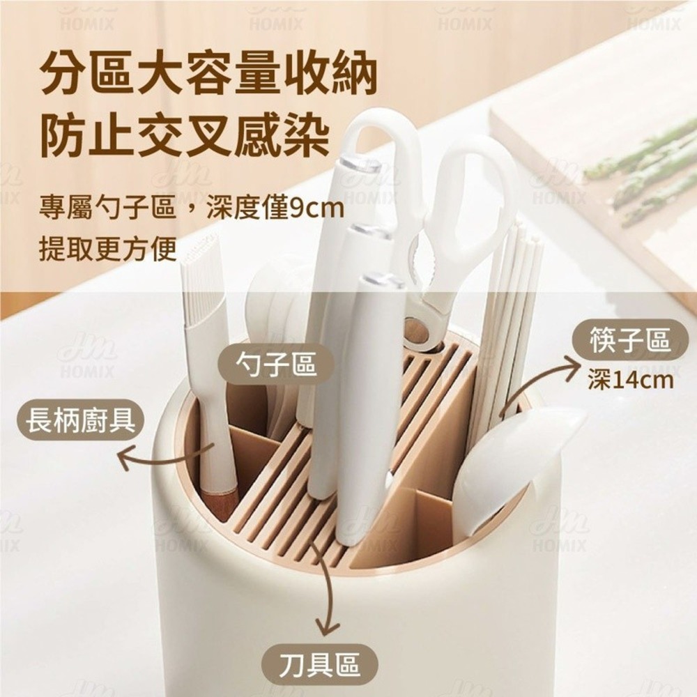 『來人客』ecoco 意可可 廚房旋轉刀架 旋轉刀架 廚房刀架 刀具收納架 菜刀收納架 刀具置物架 筷子筒刀架-細節圖4