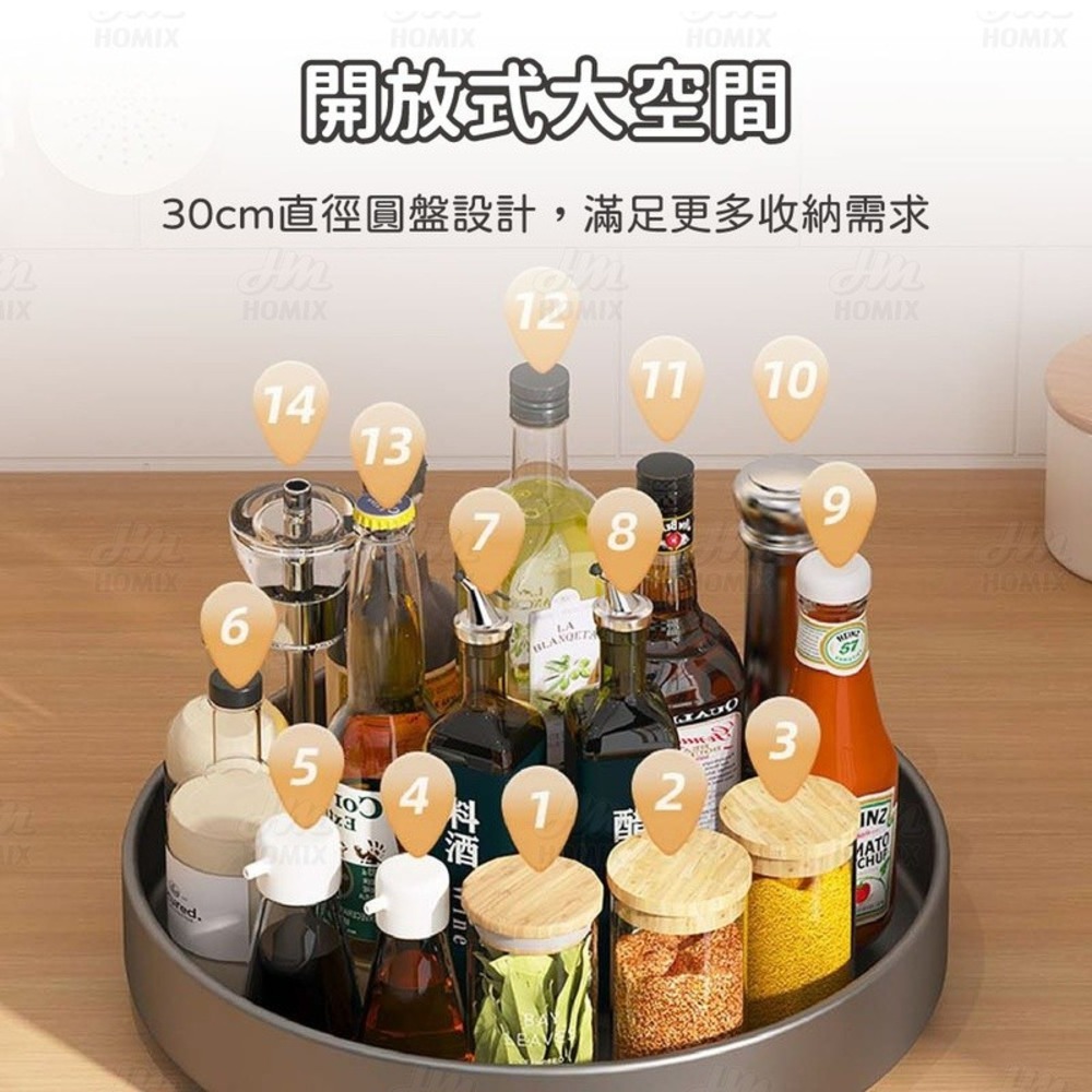 『來人客』 ecoco 意可可 旋轉置物架 多功能旋轉收納盒 調味料收納架 旋轉收納盤 旋轉盤 化妝品收納 水果盤-細節圖4