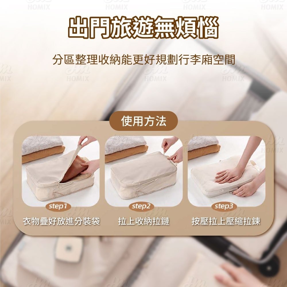 『來人客』 ecoco 意可可 行李壓縮分裝袋 收納袋 行李收納 衣服壓縮 衣物收納袋 省空間收納 出國收納 旅行收納-細節圖3