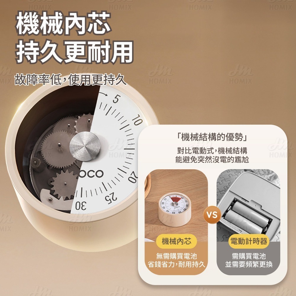 『來人客』 ecoco 意可可 磁吸機械式定時器 倒數計時器 廚房計時器 機械定時器 免電池  旋轉計時器-細節圖4