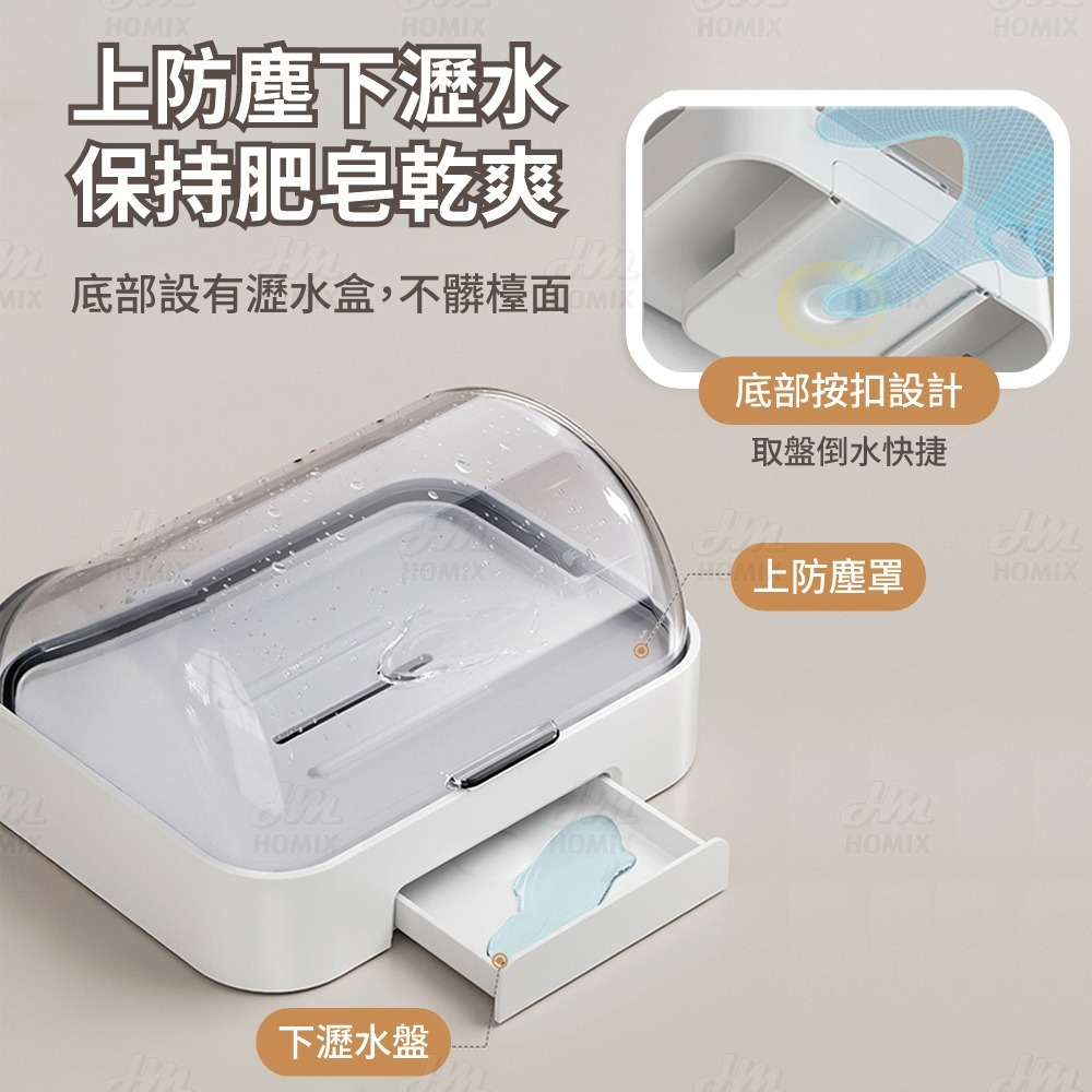 『來人客』 躬親 防塵帶蓋肥皂盒 翻蓋肥皂盒 肥皂架 香皂盒 皂盒 瀝水肥皂盒 防塵肥皂盒 免打孔香皂置物架-細節圖5