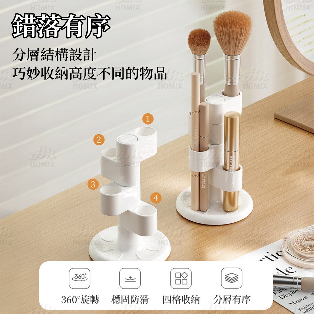 『來人客』 GONQIN 躬親 多功能旋轉置物架 筆刷架 牙刷架 化妝筆刷架 筆架 文具架 旋轉牙刷架 置物架-細節圖4