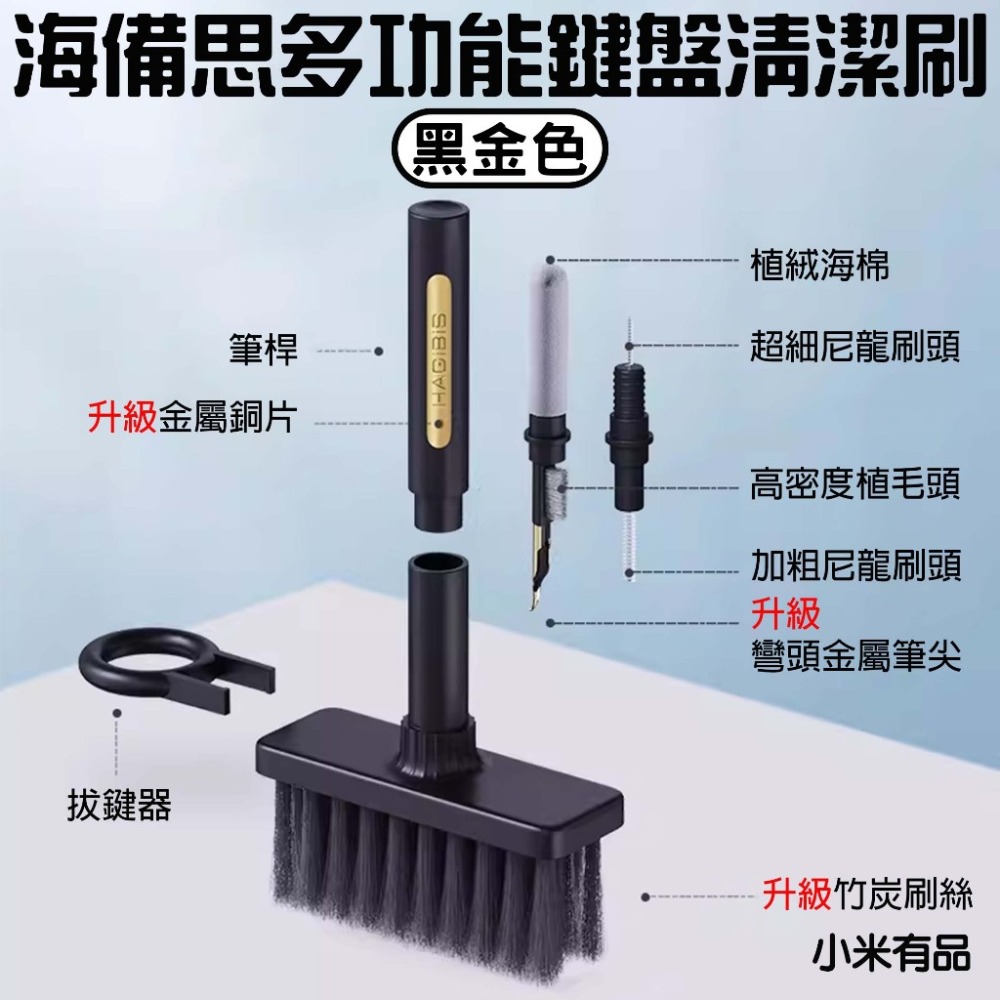 『來人客』 小米有品 海備思 多功能鍵盤清潔刷 鍵盤清潔刷 電腦清理套裝 耳機清潔筆 拔鍵器 除塵刷 清潔刷子 清潔刷-規格圖7