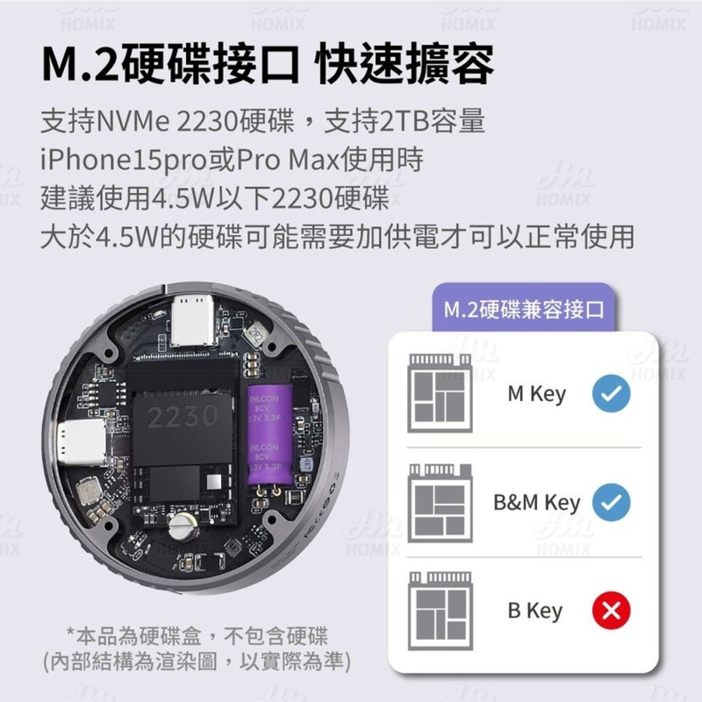 『來人客』 小米有品 海備思 M.2磁吸硬碟盒 2230 MagSafe 適用蘋果 硬盤盒 MC100 手機硬碟-細節圖4
