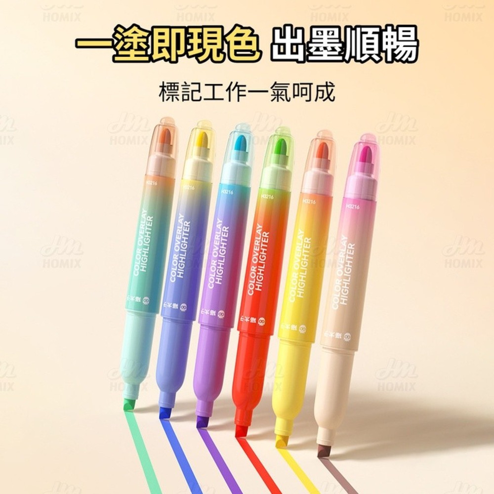 『來人客』 貓太子 大容量雙頭螢光筆 雙頭螢光筆 大容量螢光筆 記號筆 手帳筆 重點筆 12色 重點螢光筆 疊色-細節圖5