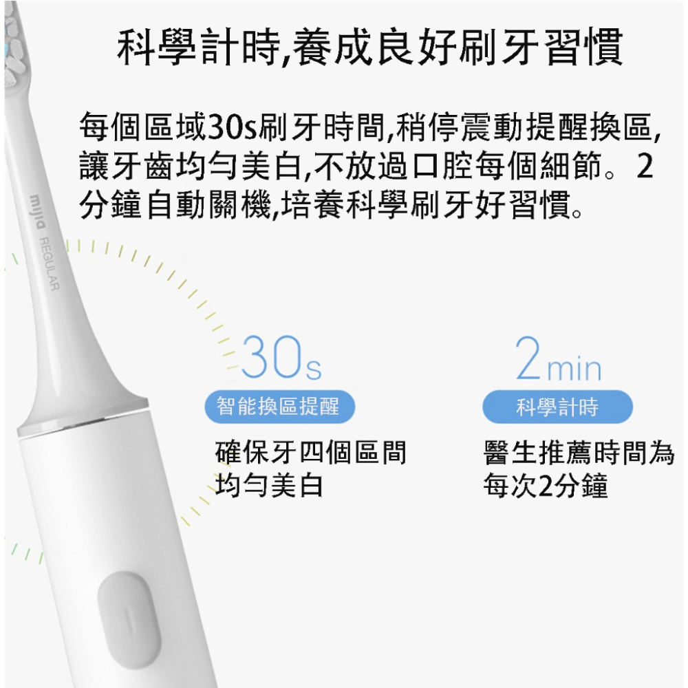 『來人客』 小米 米家聲波電動牙刷 T300 聲波牙刷 電動牙刷 牙齒清潔 敏感型 小米電動牙刷 小米牙刷-細節圖4