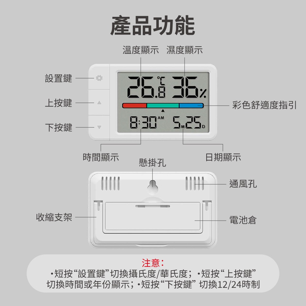 『來人客』 小米有品 秒秒測 惠品溫濕度計 溫濕度計 Mini 時間顯示 日期顯示 電子時鐘 溫度計 溼度計-細節圖2