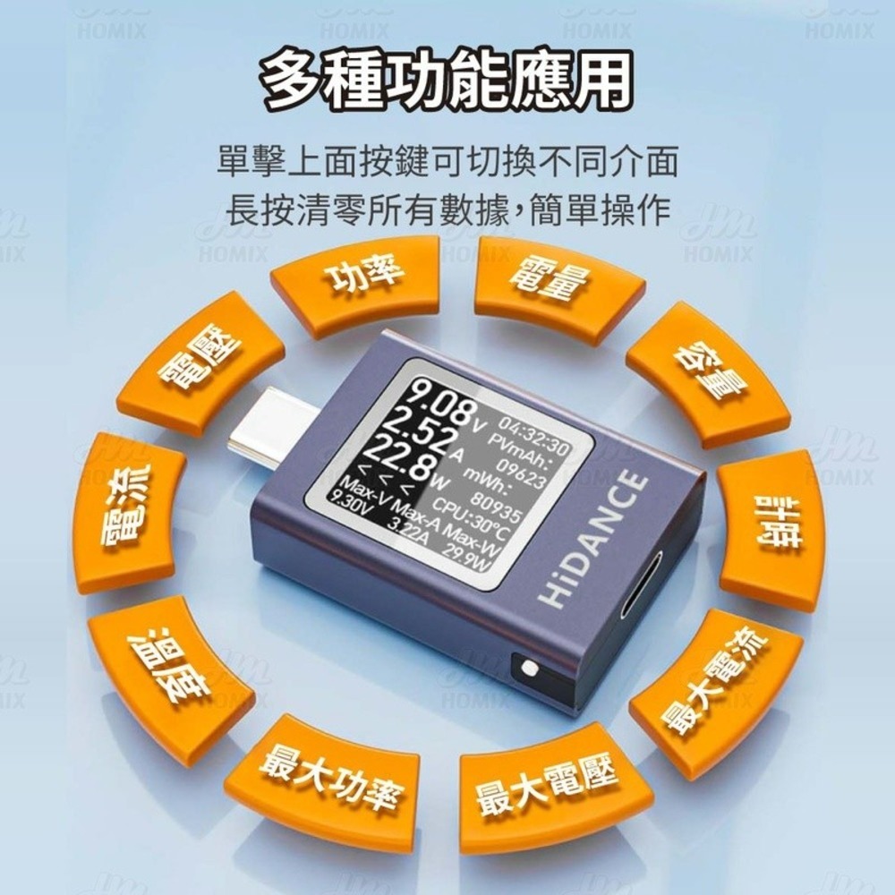 『來人客』 炬為Type-C PD3.1檢測器 彩色版 電壓 電流 AT085 測試器 HDC-085C 檢測儀-細節圖3