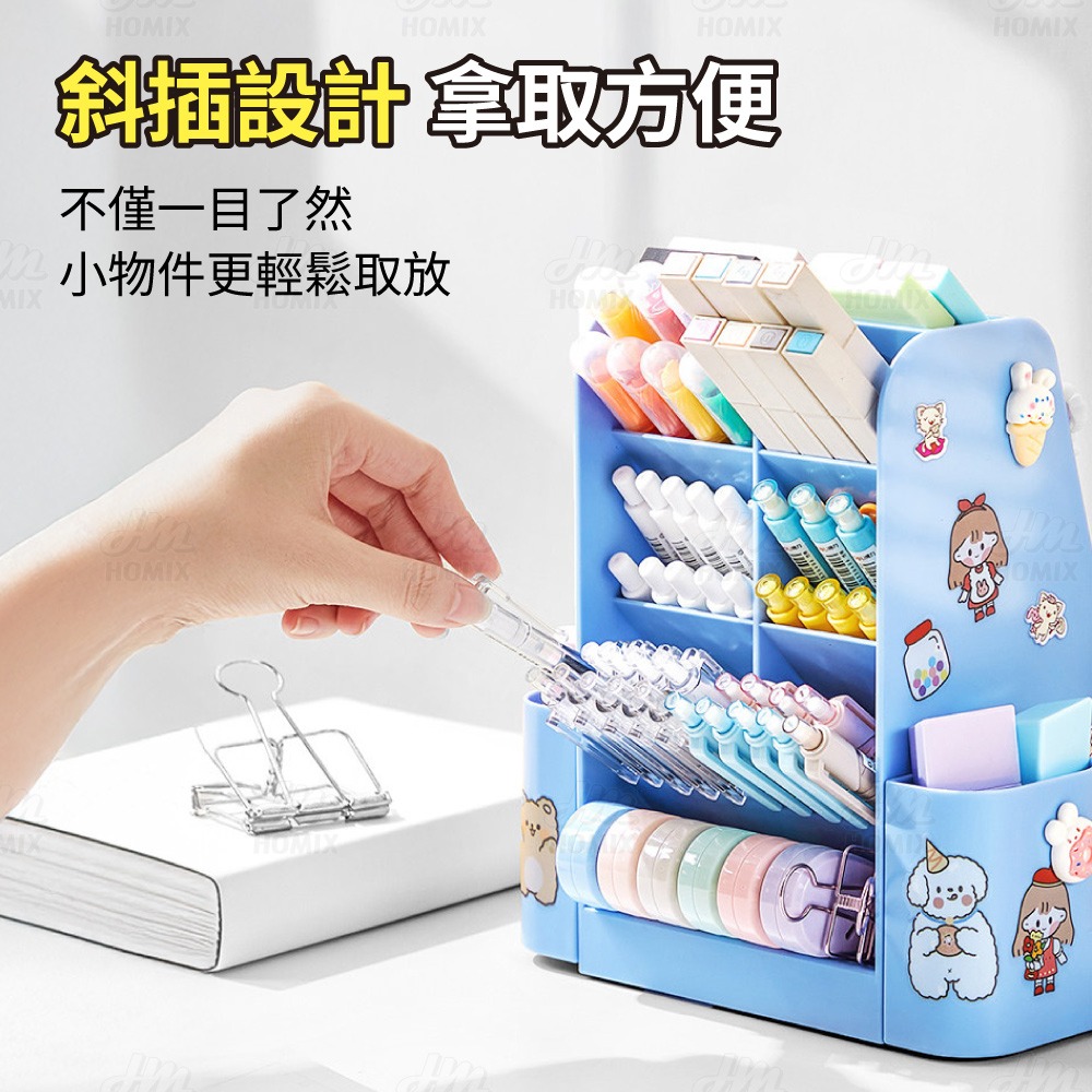 『來人客』貓太子趣計劃智能旋轉自律筆筒 筆筒 計時 自律打卡器 多功能收納盒 六合一 收納盒 文具收納 大容量筆筒-細節圖8