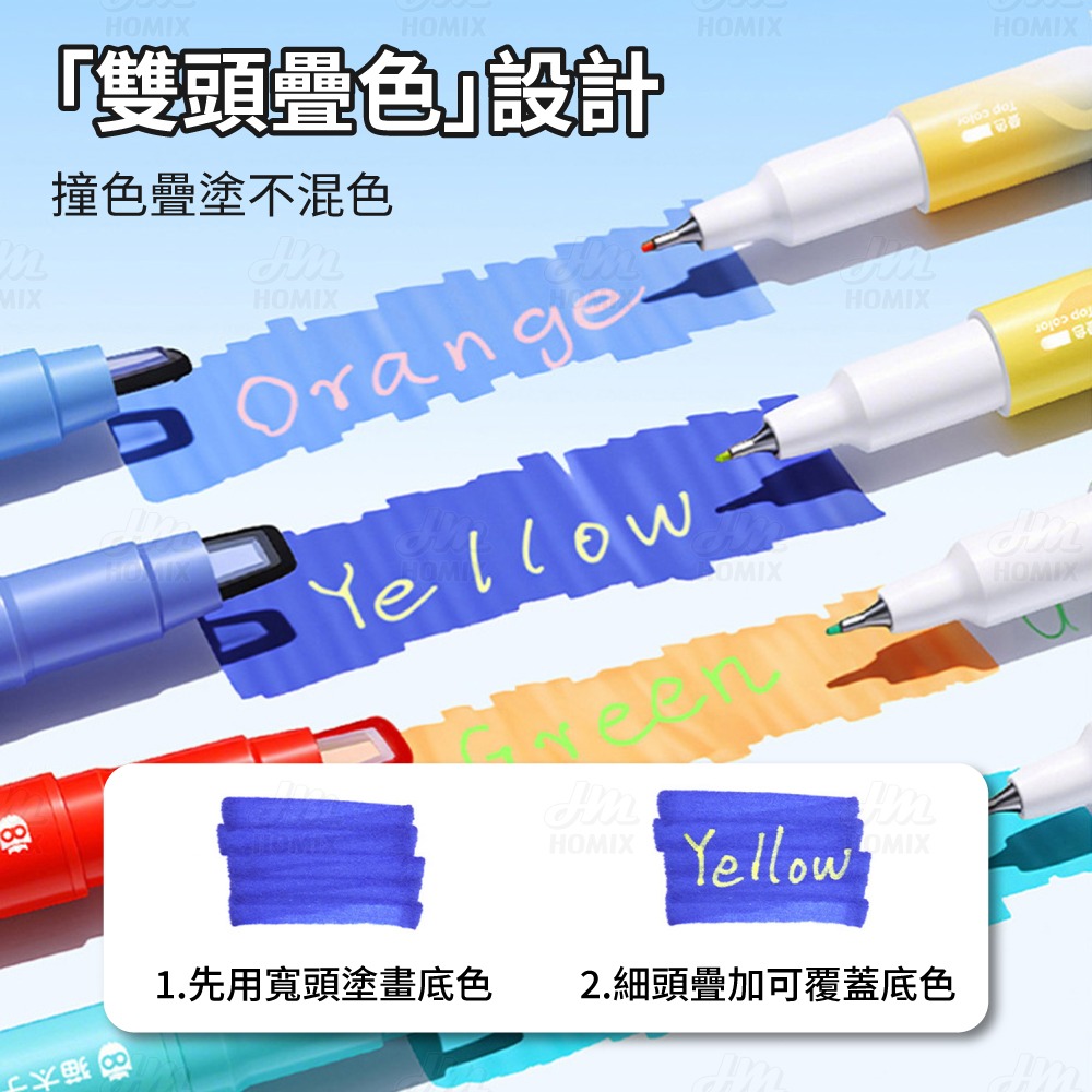 『來人客』貓太子 疊色不擋字筆記螢光筆 雙頭螢光筆 大容量螢光筆 記號筆 手帳筆 重點筆 8色 重點螢光筆 疊色 細字-細節圖5