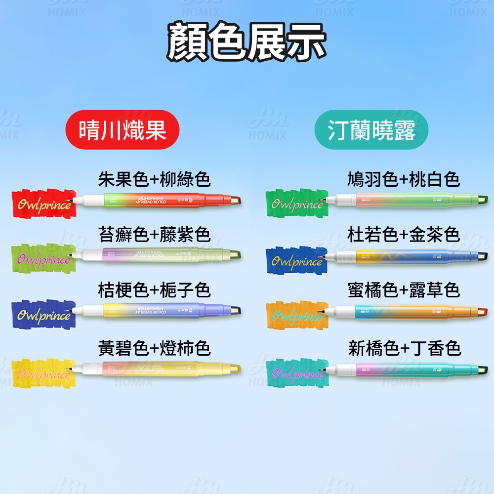 『來人客』貓太子 疊色不擋字筆記螢光筆 雙頭螢光筆 大容量螢光筆 記號筆 手帳筆 重點筆 8色 重點螢光筆 疊色 細字-細節圖8