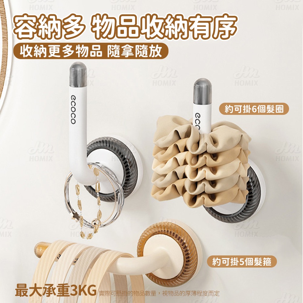『來人客』ecoco 意可可 吸盤掛勾 吸盤掛鉤 L型掛勾 無痕掛勾 髮飾收納 帽架 髮箍收納 拖鞋架-細節圖2