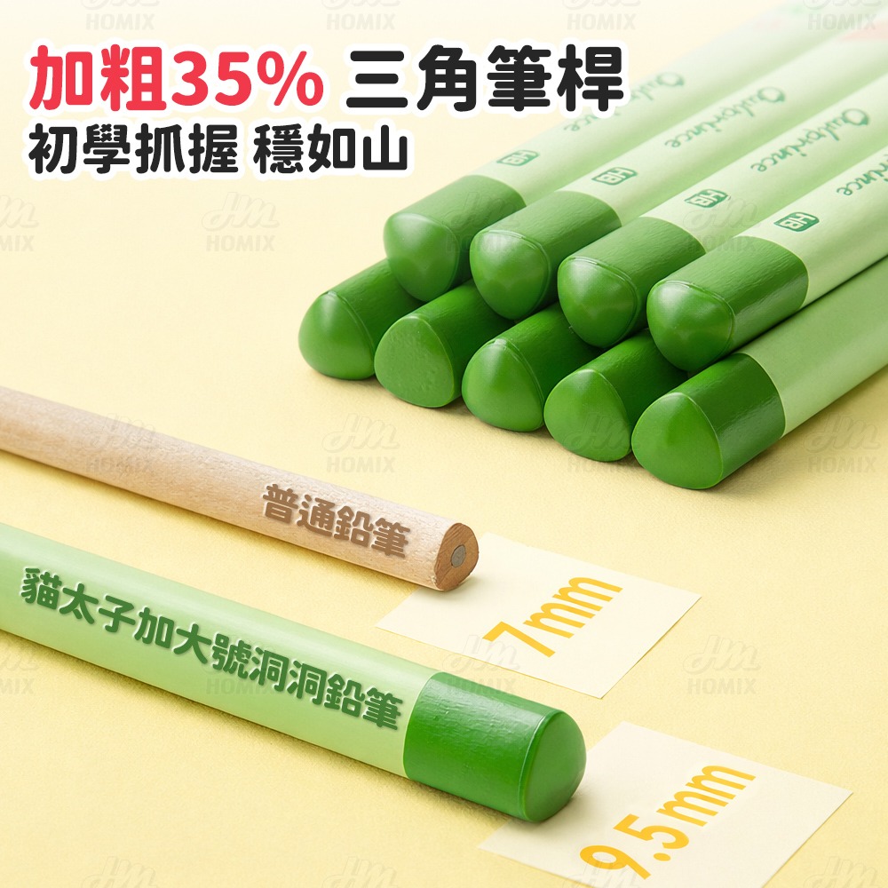 『來人客』貓太子 彩色加大號洞洞筆 HB 2B 兒童鉛筆 粗三角鉛筆 洞洞筆 2B鉛筆 大三角鉛筆 粗鉛筆-細節圖5