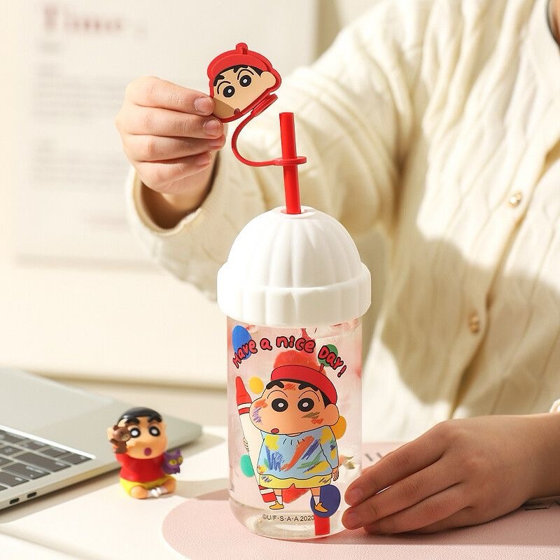 蠟筆小新系列 玻璃吸管杯 680ml 玻璃杯-細節圖2