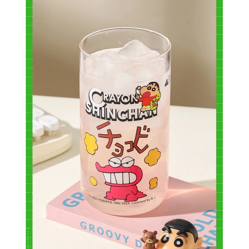 蠟筆小新系列 玻璃吸管杯 680ml 玻璃杯-細節圖3