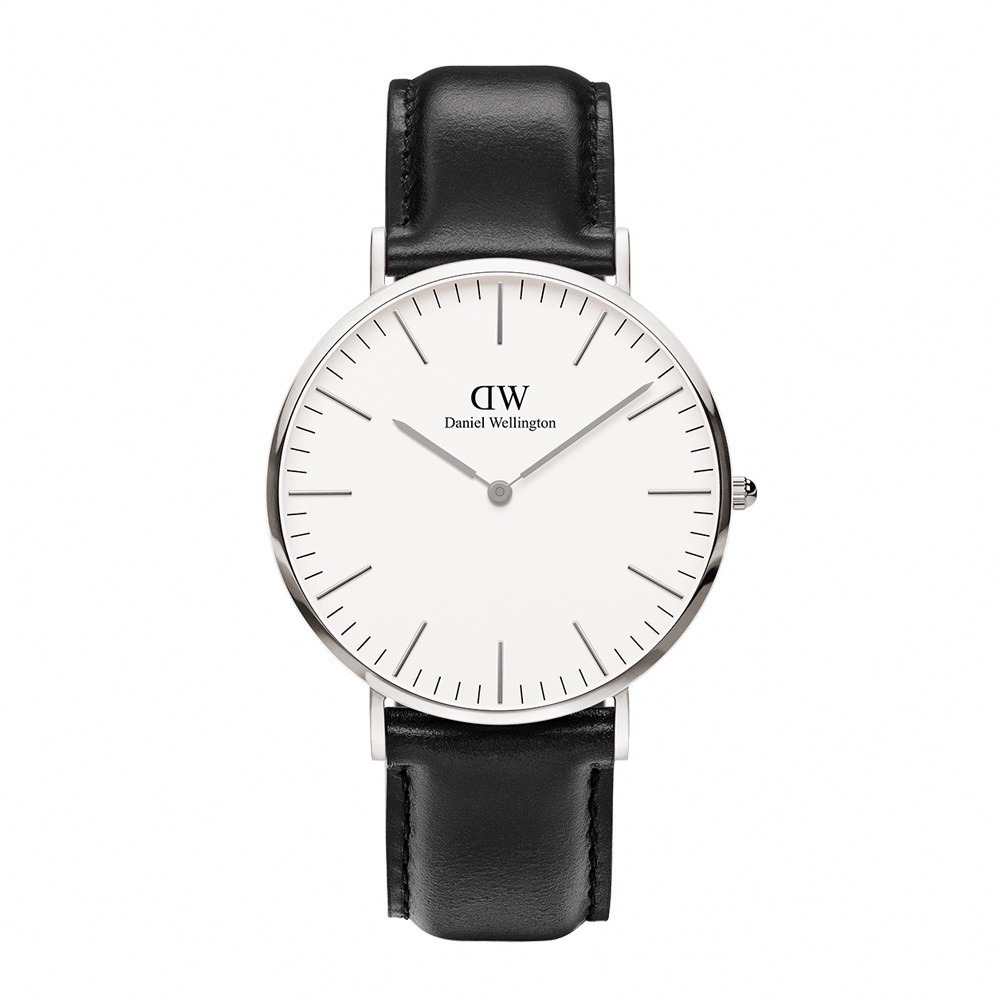 【二手現貨】DW 經典時尚皮帶款腕錶 銀框 40mm 手錶 無保固 中性錶 男錶 Daniel Wellington-細節圖5
