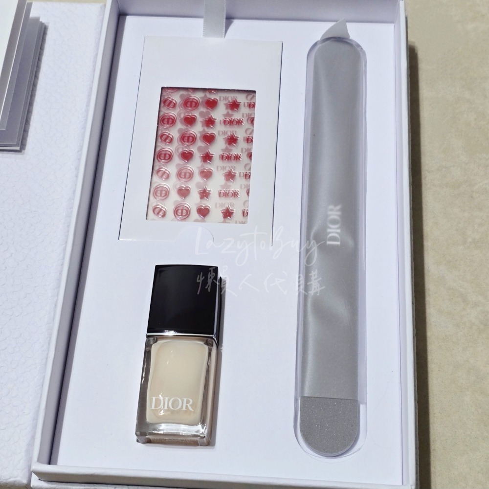 【現貨】DIOR 迪奧 經典裸粉美甲組 指甲油 美甲貼 拋光棒 正貨 聖誕禮物 禮盒不拆售 交換禮物-細節圖2