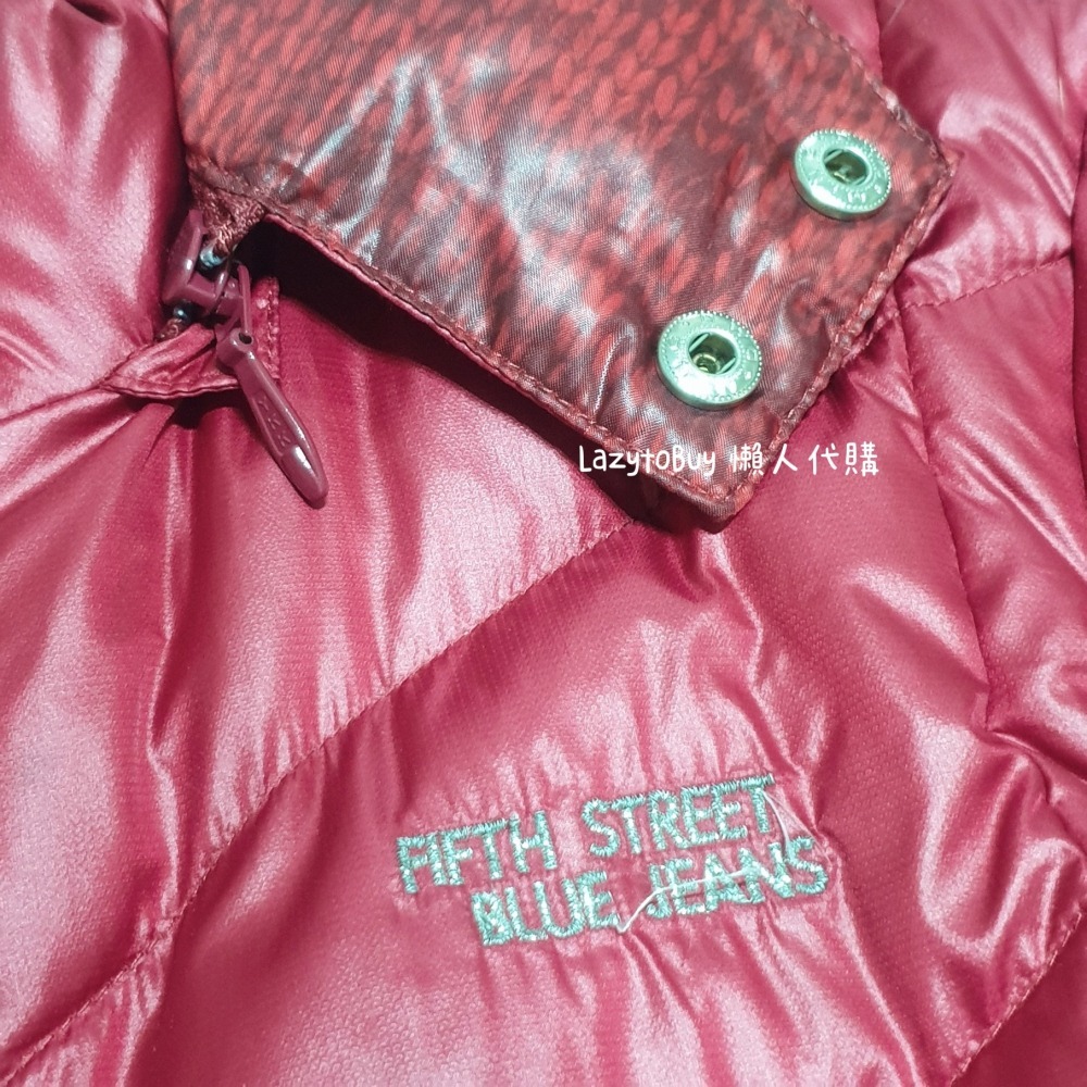 【二手現貨】5th Street 第五街 保暖羽絨外套 M號 酒紅色 官方正品 Blue Jeans-細節圖3