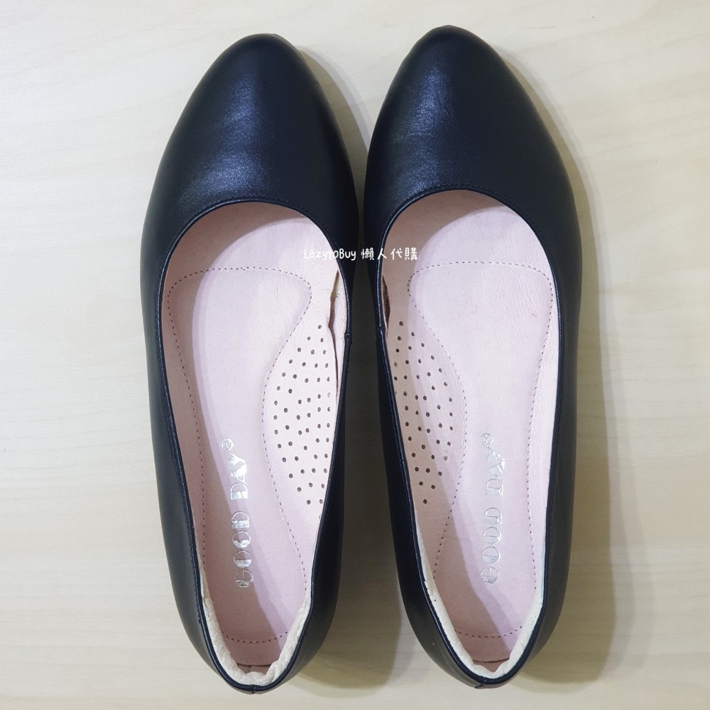 【現貨】GOOD DAY 素面低跟鞋 23CM 女鞋 通勤鞋 微尖頭 黑色 台灣製 牛皮女鞋 通勤必備 跟鞋 鞋全家福-細節圖2