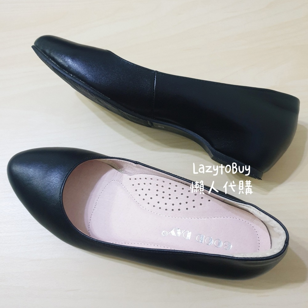 【現貨】GOOD DAY 素面低跟鞋 23CM 女鞋 通勤鞋 微尖頭 黑色 台灣製 牛皮女鞋 通勤必備 跟鞋 鞋全家福-細節圖3
